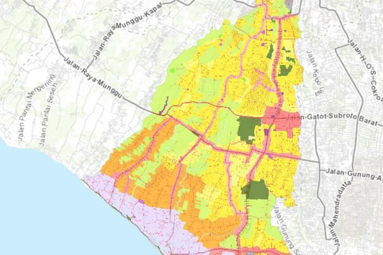 Bali land zones guide 2026 — colour-coded zoning map for property investors