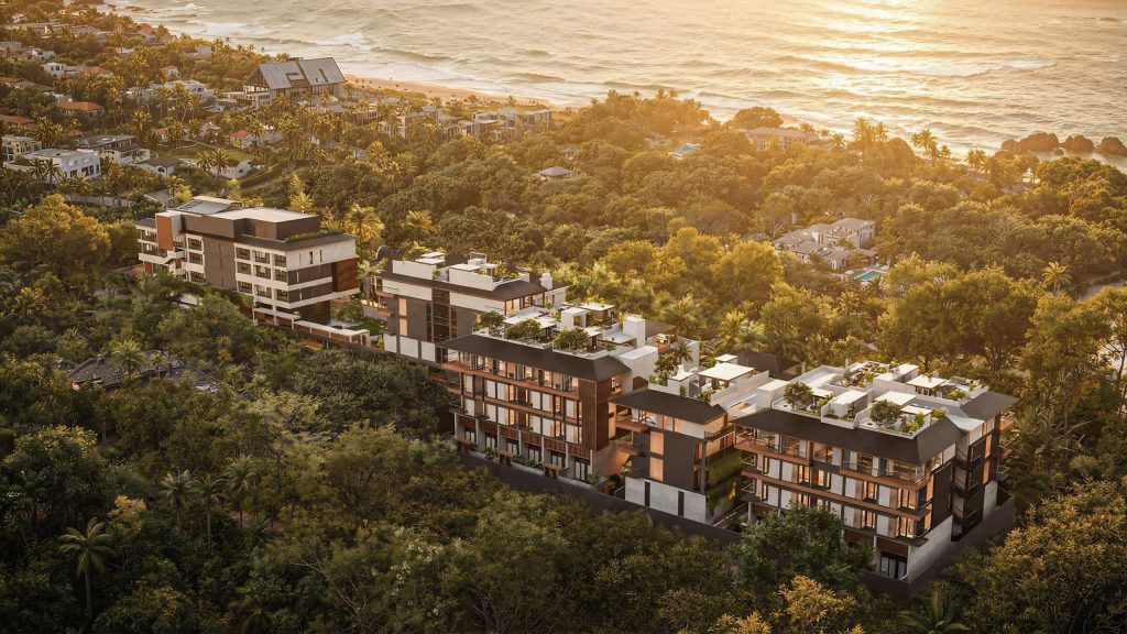 Element Residence Bali Canggu sunset rendering of the 107-unit serviced apartment exterior